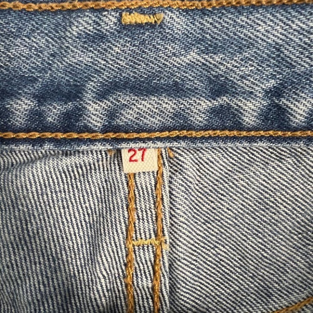 Levi's White Cone Oak Denim Cutoff Shorts Distressed Women's 27 High Rise - Picture 4 of 7